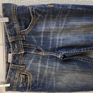AEROPOSTALE Women's Hailey Skinny Flare Distressed Denim Jeans Western 7/8 Long